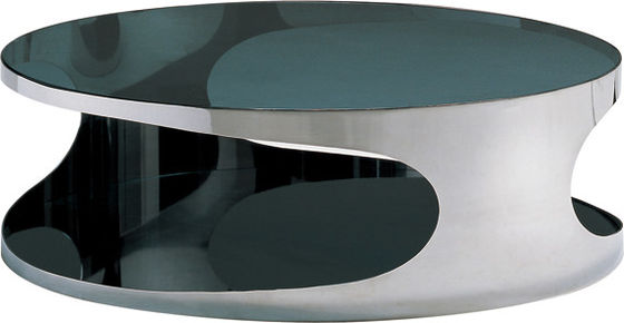 Italian Round Shiny Glass Metal Coffee Table of Living Room Furniture