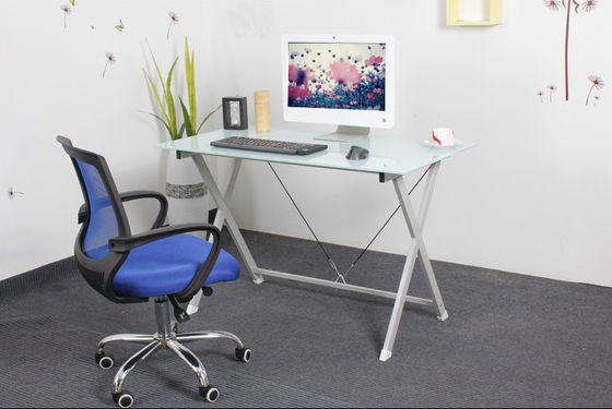 Trắng Tempered Glass Modern Home Office bàn máy tính đồ nội thất Quảng trường DX-5580