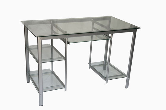 7mm و شفاف میز مدرن شیشه ای کامپیوتر، ایستاده دفتر اجرایی جدول DX-8833