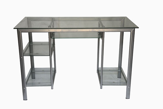 7mm و شفاف میز مدرن شیشه ای کامپیوتر، ایستاده دفتر اجرایی جدول DX-8833
