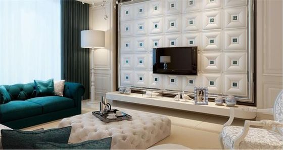 Wall Art Decals Leather Fabric Wall Panel / 3 Dimensional Wallpaper for Interior Wall Paneling