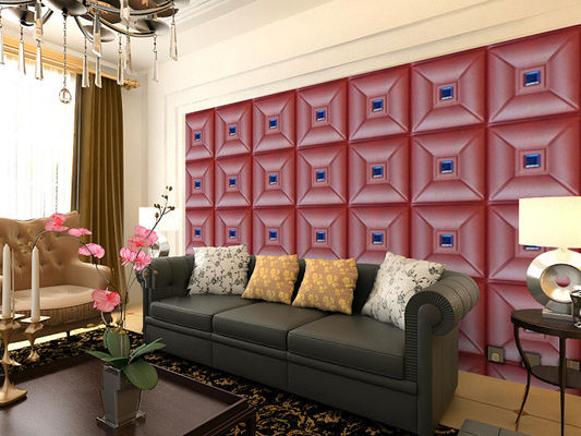 Parlour trang trí da 3D có kết cấu Wall Panel Embossed nhà tường Decals 400 * 400 mm