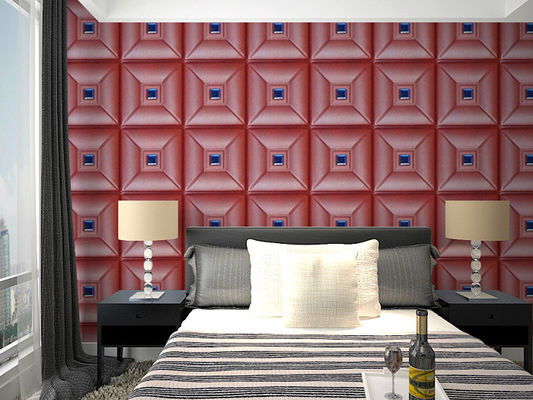 Parlour trang trí da 3D có kết cấu Wall Panel Embossed nhà tường Decals 400 * 400 mm