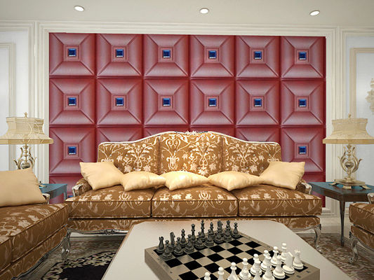 Parlour trang trí da 3D có kết cấu Wall Panel Embossed nhà tường Decals 400 * 400 mm