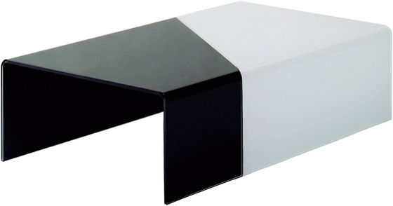 Bent Glass Top Coffee Table , Contemporary Black Glass Coffee Tables , black and white glass table