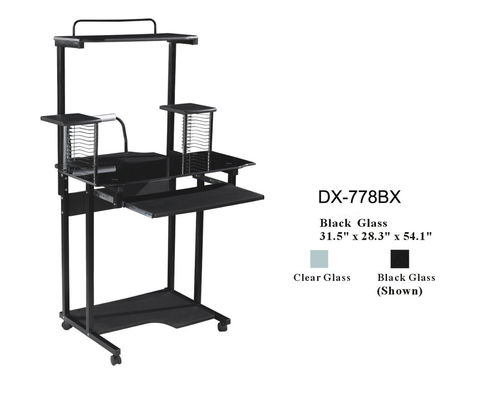 7mm و سیاه بالا خو شیشه ای و چوب میز کامپیوتر با سی دی رک DX-778BX