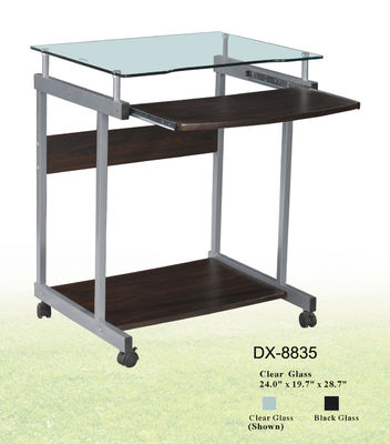 شفاف میز شیشه ای و چوب کامپیوتر طراحی کوچک با چرخ DX-8835