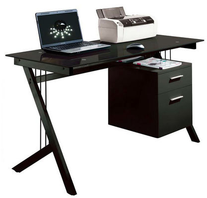 شفاف سیاه شیشه و چوب میز کامپیوتر با فایل کابینه DX-8589