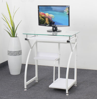 WhiteTempered شیشه و چوب میز کامپیوتر مبلمان قاب اصلی سفید فولادی DX-8827B