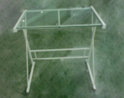 Meja Modern Glass Komputer White Steel Frame Untuk Rumah DRGSZ-02