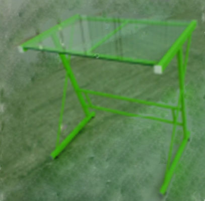 Meja Modern Glass Komputer White Steel Frame Untuk Rumah DRGSZ-02