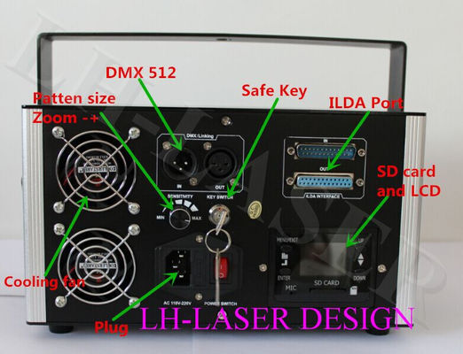 2D / 3D 512 หลายสี RGB ดิสโก้ไฟเลเซอร์ DJ 1200MW ด้วย SD การ์ด