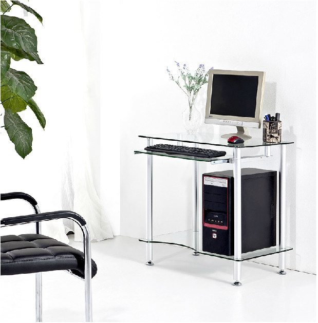 خو میز معاصر شیشه ای صرفه جویی در فضا برای کامپیوتر کوچک اتاق DX-G016
