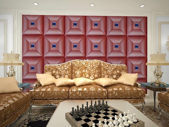 Parlour trang trí da 3D có kết cấu Wall Panel Embossed nhà tường Decals 400 * 400 mm