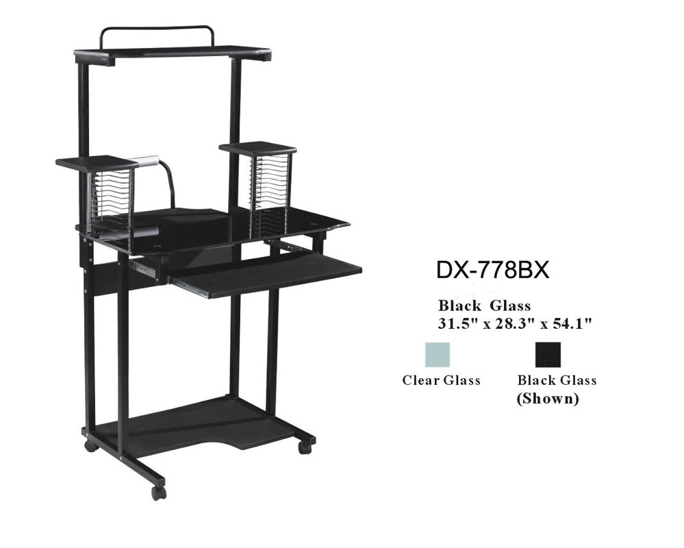 7mm و سیاه بالا خو شیشه ای و چوب میز کامپیوتر با سی دی رک DX-778BX