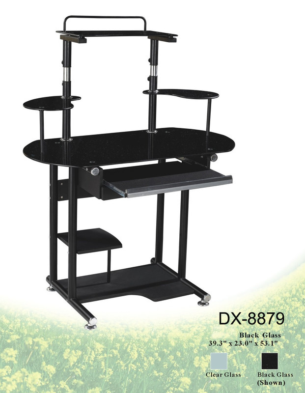 7mm و خو شیشه ای و میز چوب کامپیوتر سیاه لوله فولادی، میزگرد بالا DX-8879